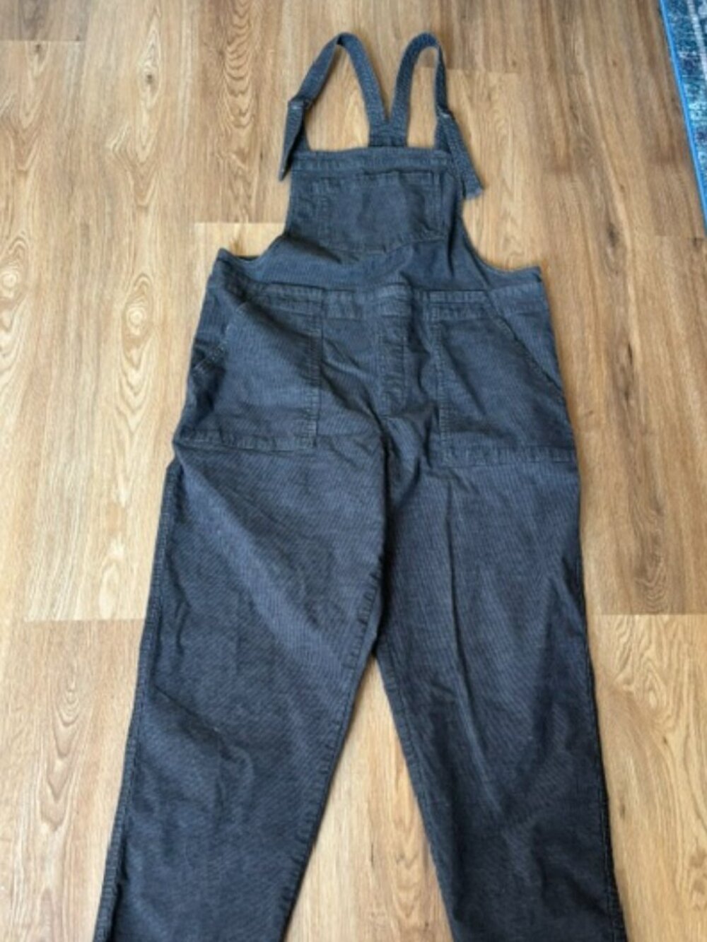 Aerie Dark Gray Corduroy Overalls Ankle Length Raw Hem L
